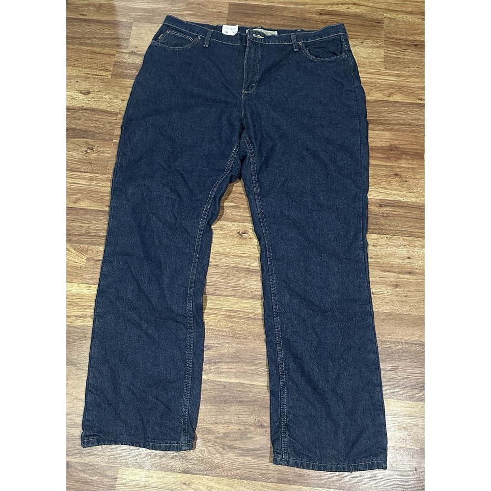 Cabelas NWT  Casuals Womens Plaid Flannel Lined Jeans Size 18 Long Dark  Wash